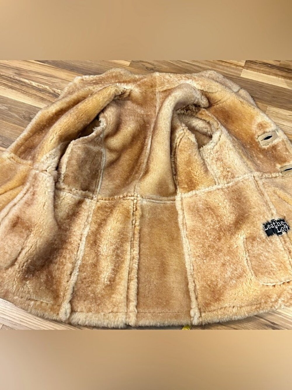 Vintage 70s Leather Loft Mens Tan Shearling Sheepskin Marlboro Man Ranch Coat~L~ - Picture 7 of 8